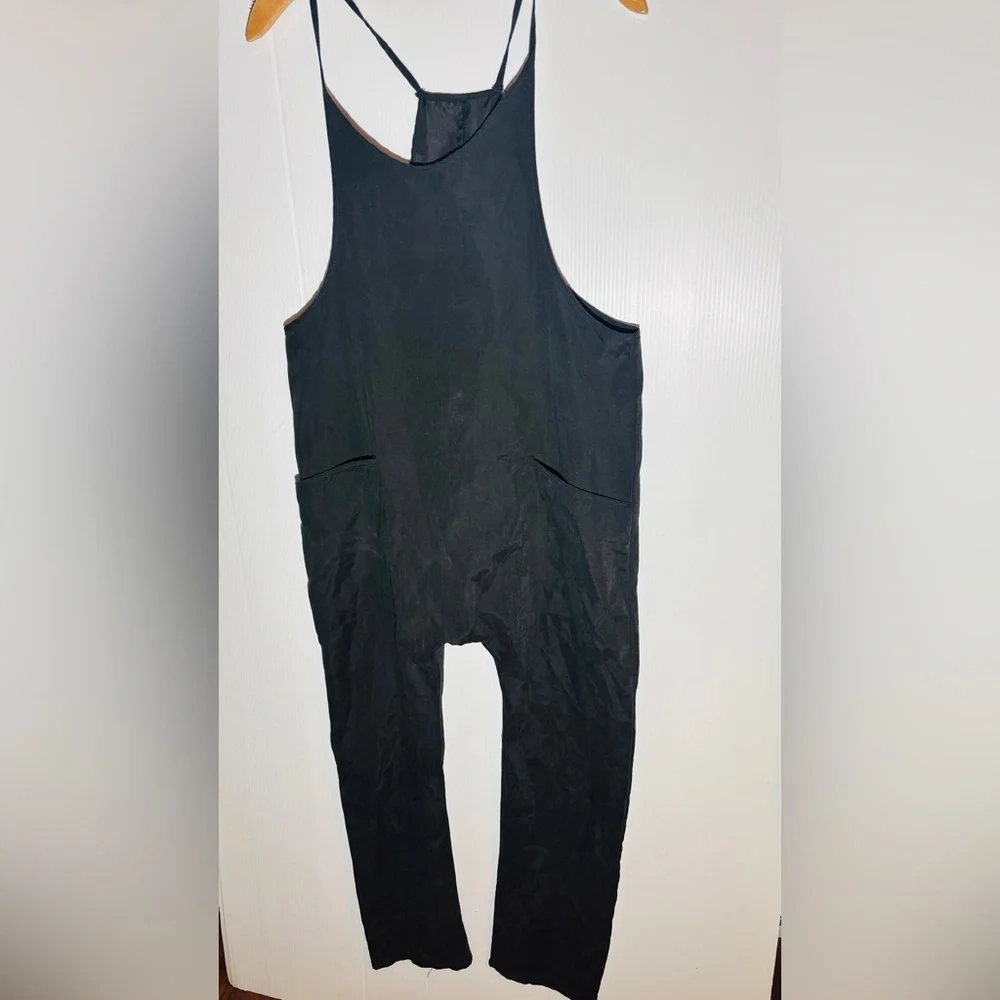 Black Slouchy Drop Crotch Jumpsuit Minimalist - Picture 1 of 2